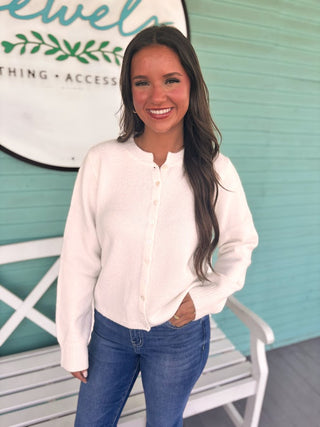 cream button down cardigan