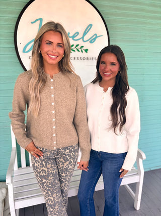 The Chelsea Button Cardigan-Mocha