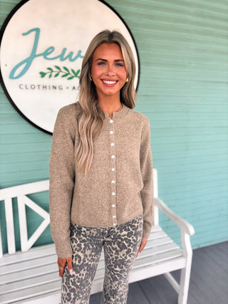 The Chelsea Button Cardigan-Mocha