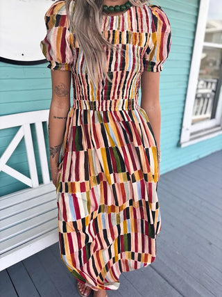 The Claudia Smocked Midi Dress-Multi