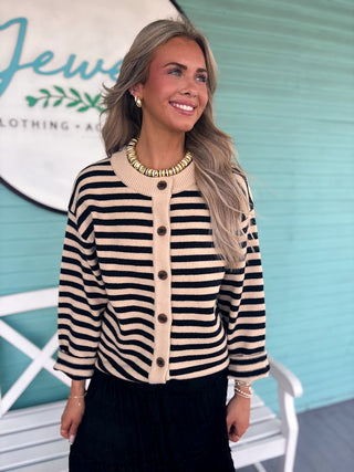 The Taylor Crewneck Cardigan- Oatmeal