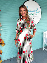 The Rosalina Floral Stripe Midi Dress-Black