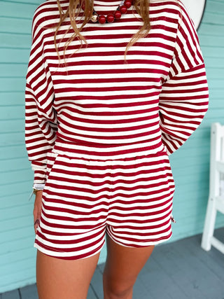 The Sarah Stripe Set-Burgundy