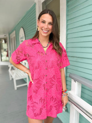 The Korin Floral Lace Dress-Fuchsia
