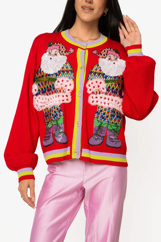 (QOS) The Rainbow Santa Cardigan-Red