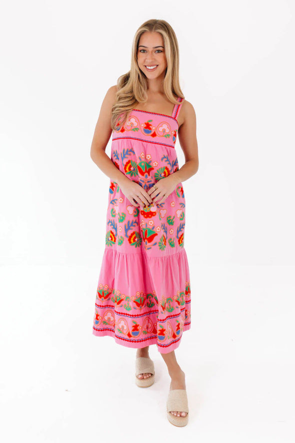 (J. Marie) Landon Midi Dress-Hot Pink