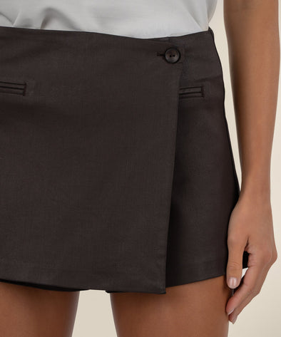(Kut) The Charlie Wrap Skort-Chocolate