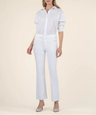 (KUT) The Kelsey High Rise Ankle Flare-White