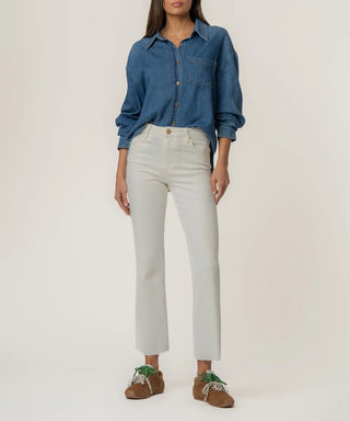 (KUT) The Kelsey High Rise Ankle Flare-Ecru