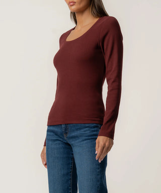merlot colored scoop next long sleeve tee