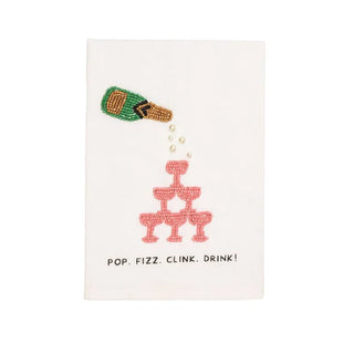 The Champagne Beaded Bar Towel-Cream