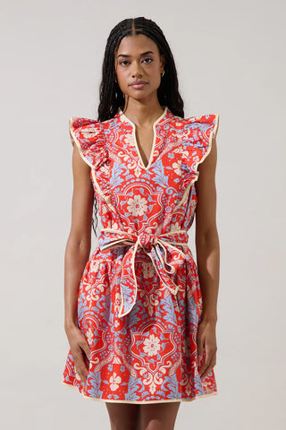 The Kailin Printed Floral Dress-Red
