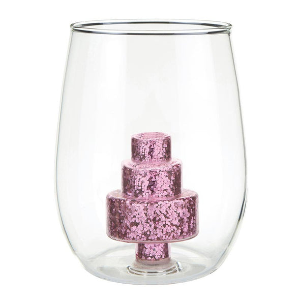 The Stemless Wine Figurine Glass-Glitter Cake