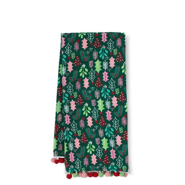 merry mistletoe tea towel