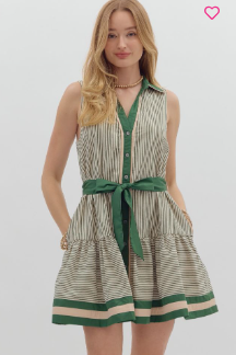 The Lillian Stripe Dress-Green