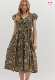 The Lula Floral Midi Dress-Brown