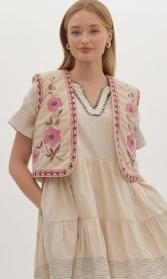 The Nico Quilted Vest-Ecru