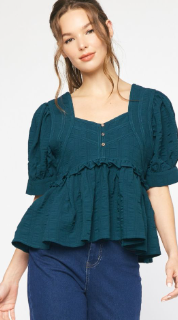 The Alec Peplum Top-Green