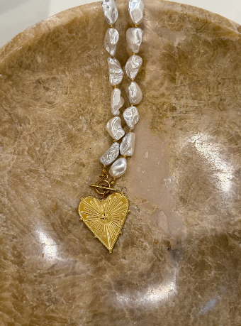 The Blaze Heart Necklace-Pearl