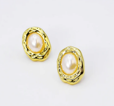Pearl Bean Stud-Gold