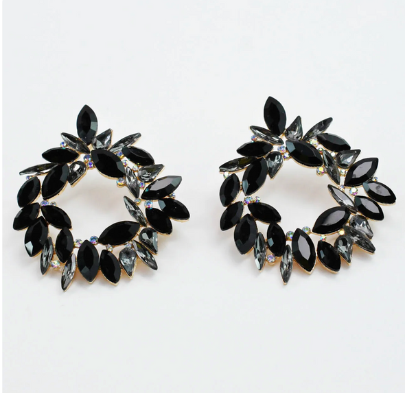 Bring the Drama Statement Earrings-Black