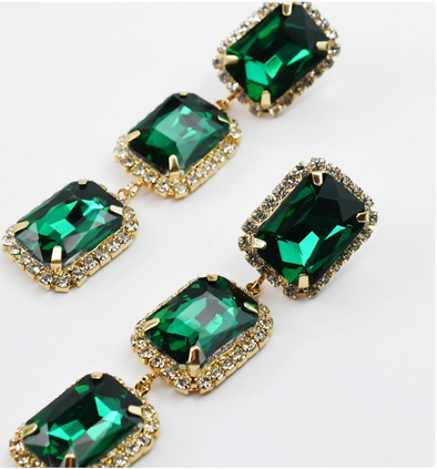 Glitz and Glam Statement Earring-Green