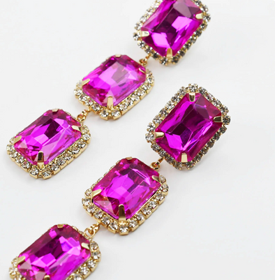 Glitz and Glam Statement Earring-Fuchsia