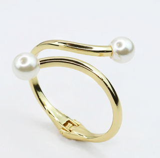 The Kind of a Moment Double Pearl Bangle-Gold