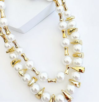 The Layered Pearl Necklace-Gold