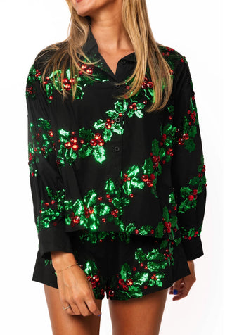 (QOS) The Holly Button Up Top-Black