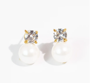 The Crystal Dot Stud-Pearl