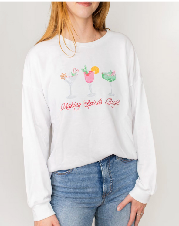 sweatshirt with holiday cocktails 
