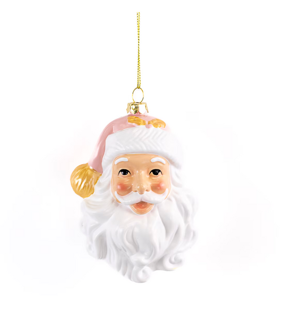 santa with pink hat ornament 