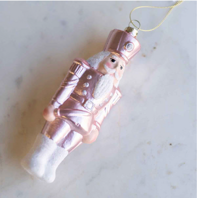 The Blushing Nutcracker Ornament-Pink