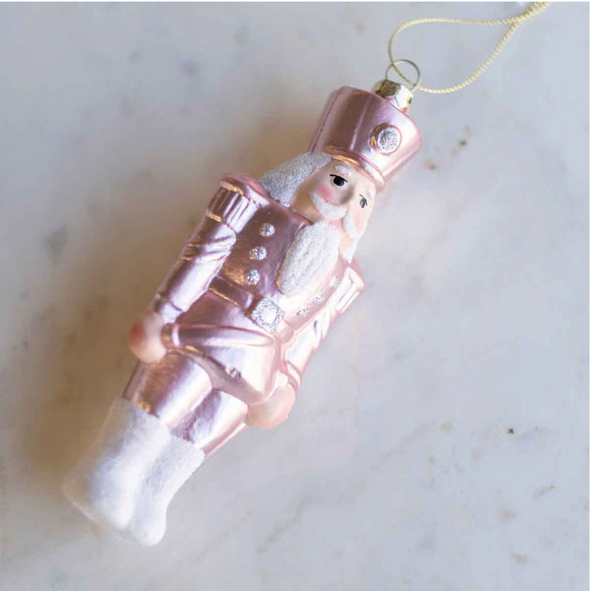 The Blushing Nutcracker Ornament-Pink