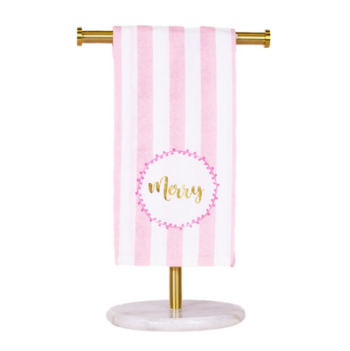 The Merry Script Hand Towel-Pink