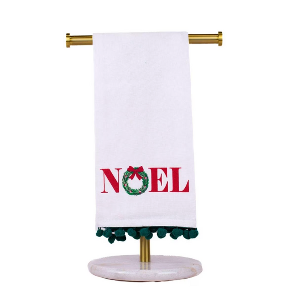 The Noel Wreath Hand Towel-White