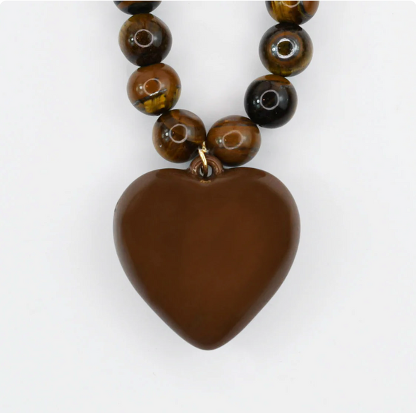 Janel Tiger Eye Gemstone Necklace-Brown