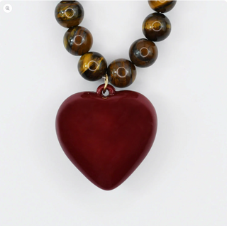 Janel Tiger Eye Gemstone Necklace-Red