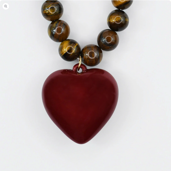 Janel Tiger Eye Gemstone Necklace-Red