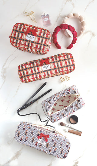 The Quilted Hair Tool Bag-Navy Stripe Bears