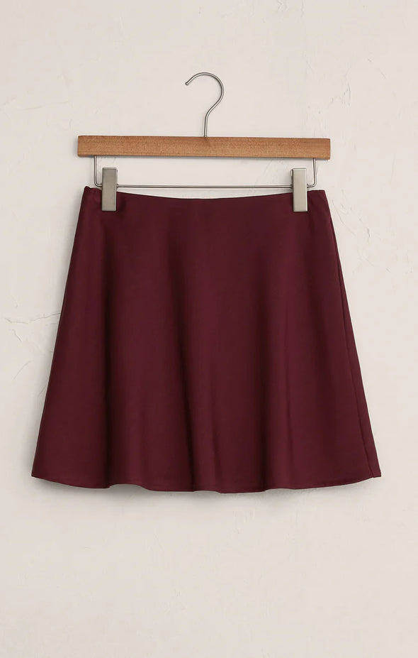 (Z Supply) The Chablis Satin Skirt-Merlot