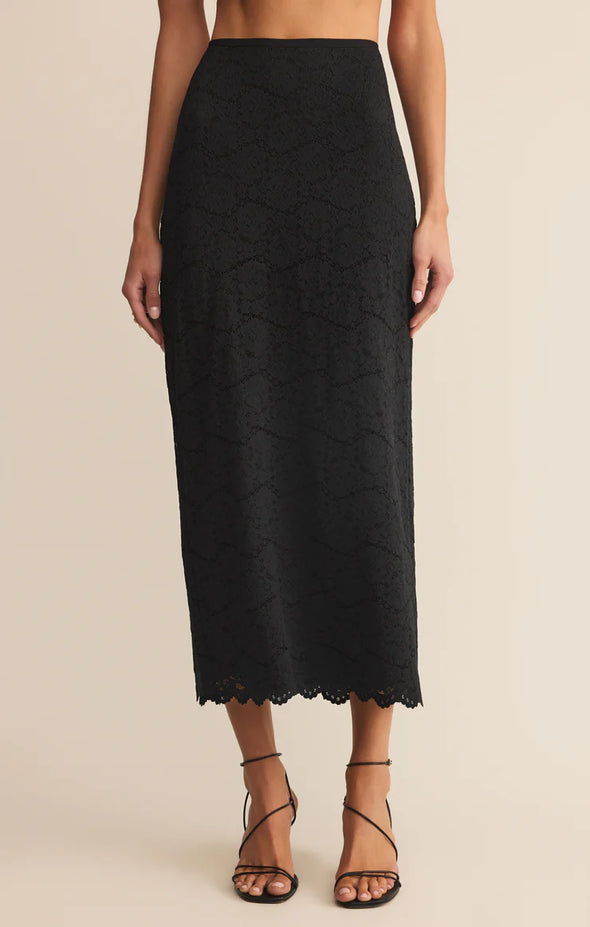 (Z Supply) Via Lace Midi Skirt-Black