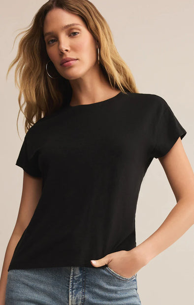 (Z Supply) The Macy Modern Slub Tee-Black