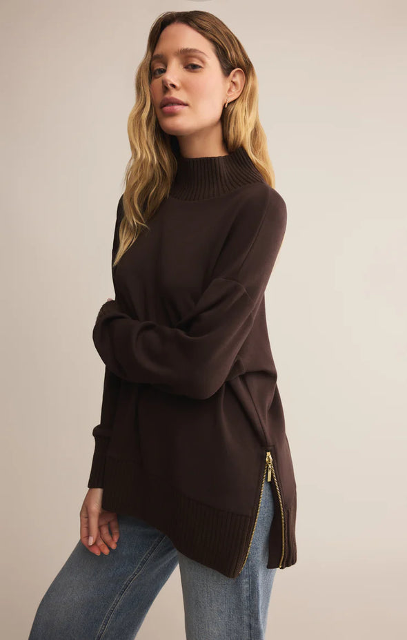 (Z Supply) The Sable Rib Sweatshirt-Chocolate Cherry