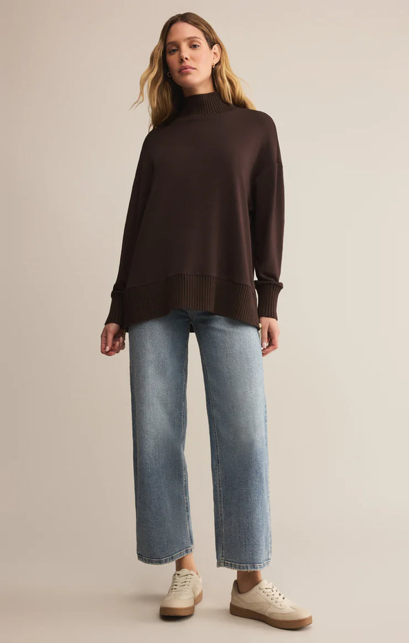 (Z Supply) The Sable Rib Sweatshirt-Chocolate Cherry