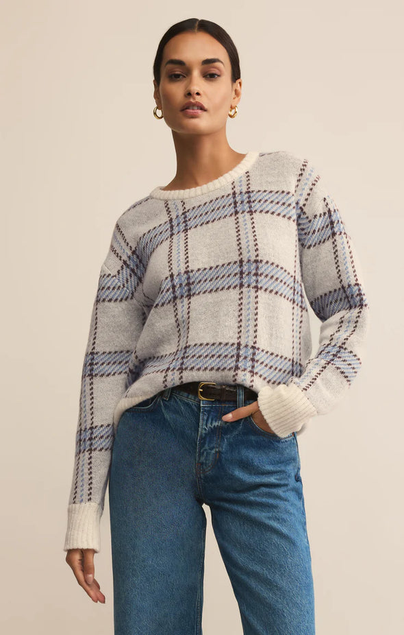 (Z Supply) The Junction Plaid Sweater-Natural