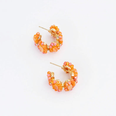 Orange Summer Beaded Hoop