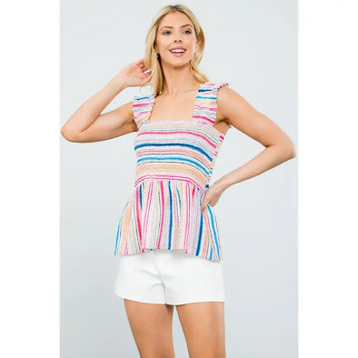 (THML) The Blaine Stripe Tank-Cream