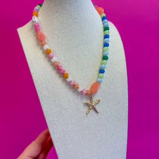 The Beaded Necklace with Starfish Charm-Multi (Copy)
